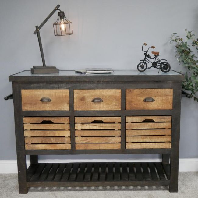 Large Iron & Mango Wood Storage Cabinet Large Iron & Mango Wood Storage Cabinet