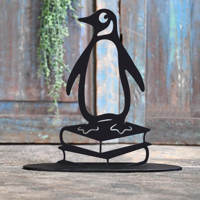 Penguin on Books Iron Door Stop in Black Penguin on Books Iron Door Stop in Black