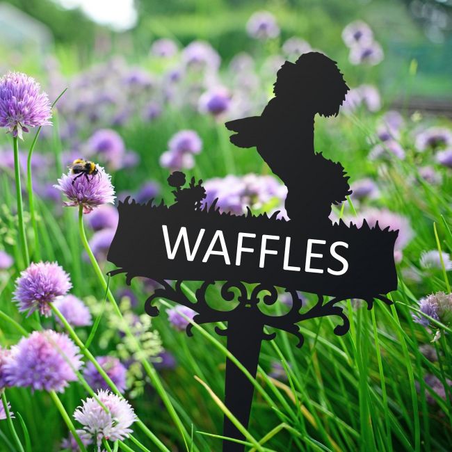 Memorial Ground Spike with Bichon Frise  Memorial Ground Spike with Bichon Frise