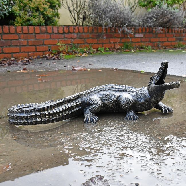 Antique Bronze Baby Alligator Sculpture 