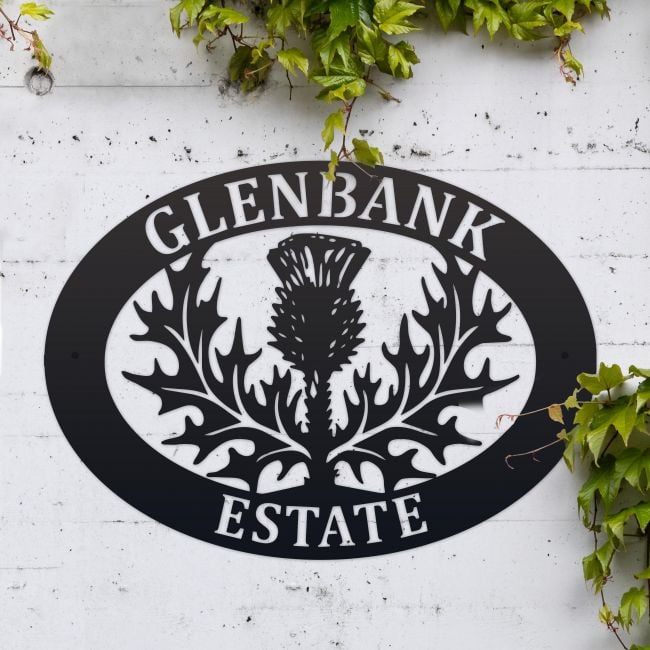 Thistle Iron Oval House Name Sign Thistle Iron Oval House Name Sign