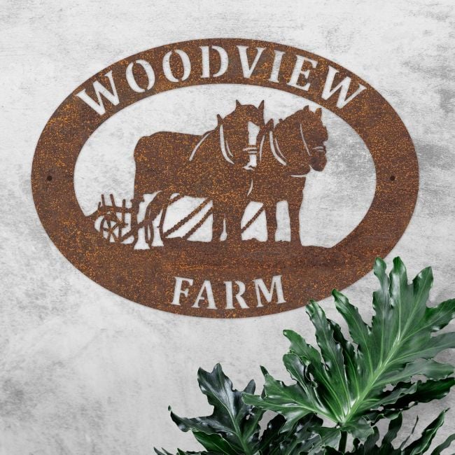 Horse & Plough Iron Oval House Name Sign Horse & Plough Iron Oval House Name Sign