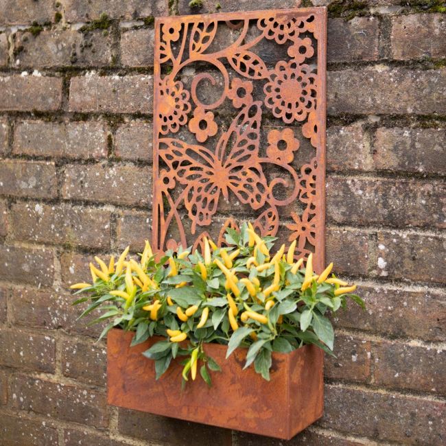 Rustic Butterfly Wall Mounted Garden Planter in Situ Rustic Butterfly Wall Mounted Garden Planter in Situ