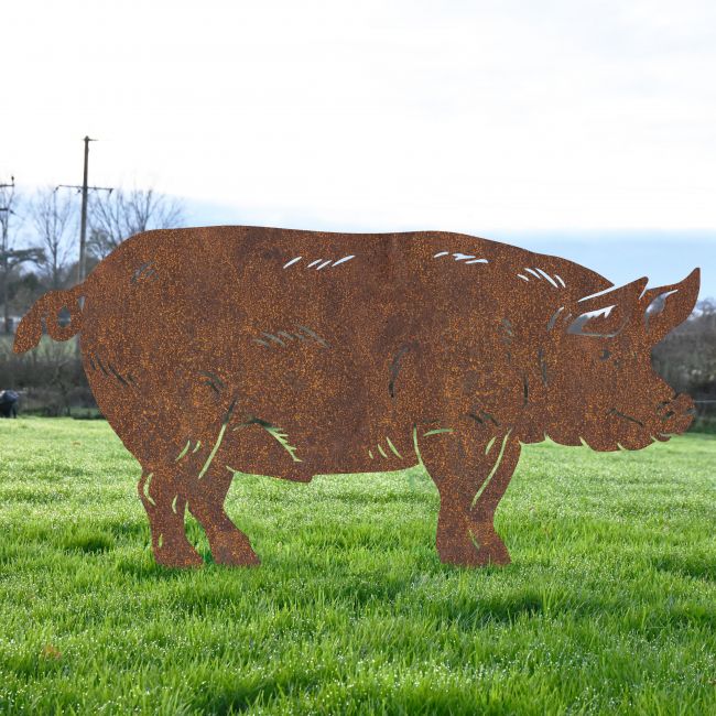 Rustic Standing Pig Silhouette 