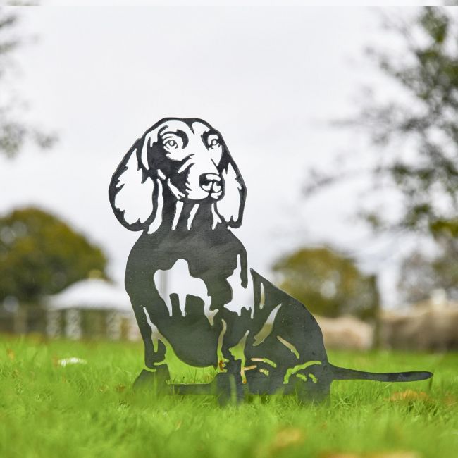 Staffordshire Bull Terrier Silhouette on Display in the Garden Staffordshire Bull Terrier Silhouette on Display in the Garden