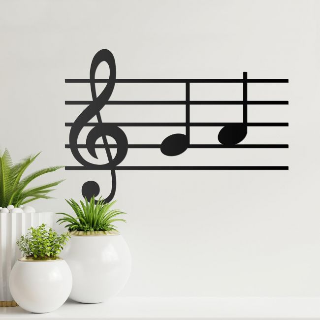 Musical Notes Steel Wall Art on a White Wall Musical Notes Steel Wall Art on a White Wall