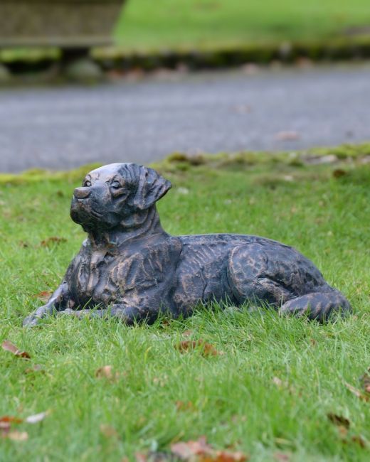 "Barney" the Labrador Cast Iron Garden Sculpture - Verdigris main image