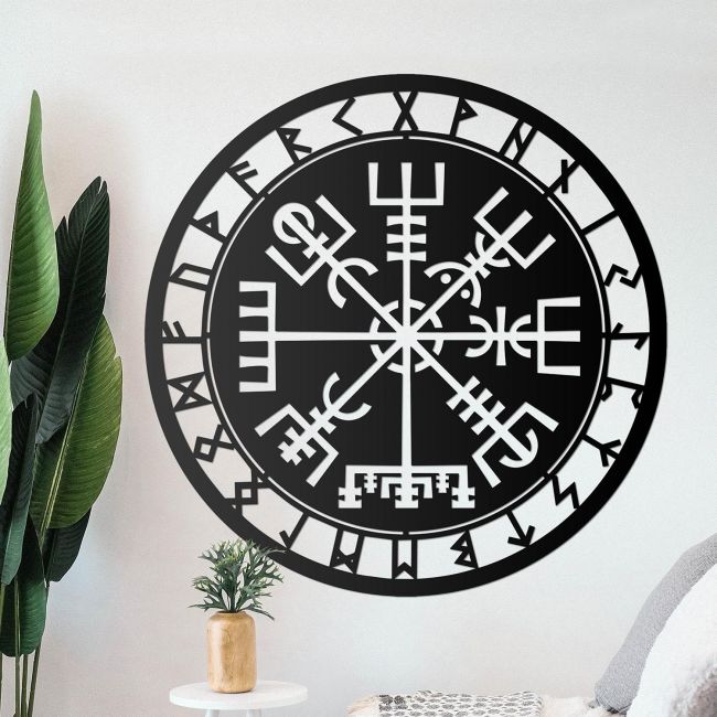 "Vegvisir" Viking Compass Wall Art in the Living Room "Vegvisir" Viking Compass Wall Art in the Living Room
