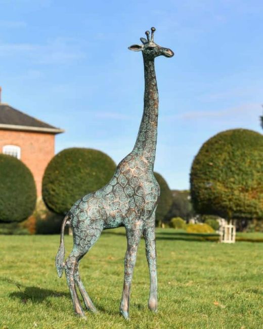 Verdigris Giraffe Cast Aluminium Sculpture - Thumbnail