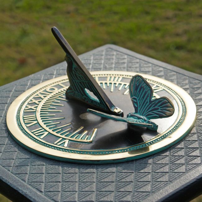 Verdigris "Butterfly" Sundial - 175mm Verdigris "Butterfly" Sundial - 175mm