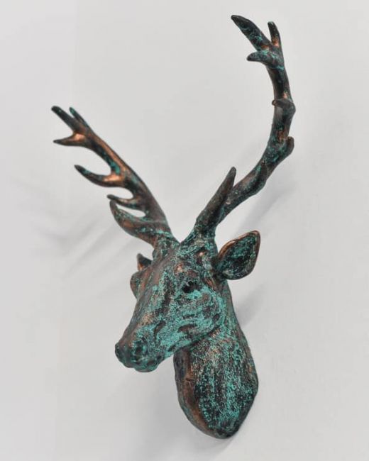 Verdigris Cast Aluminium Elk Wall Bust Verdigris Cast Aluminium Elk Wall Bust