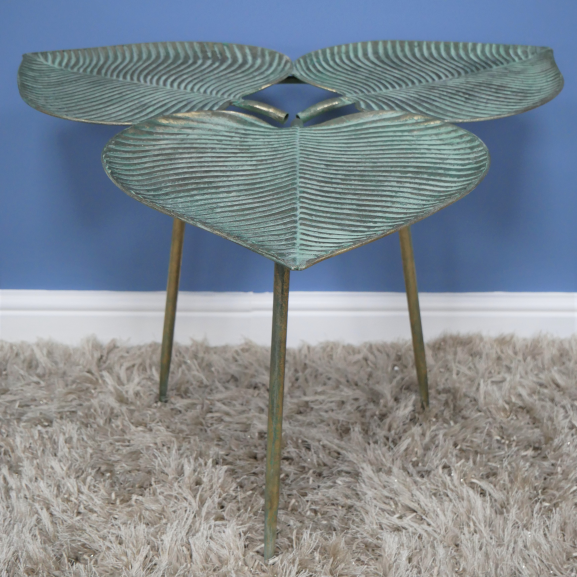 Leaf Style Side Table in a Verdigris  Leaf Style Side Table in a Verdigris