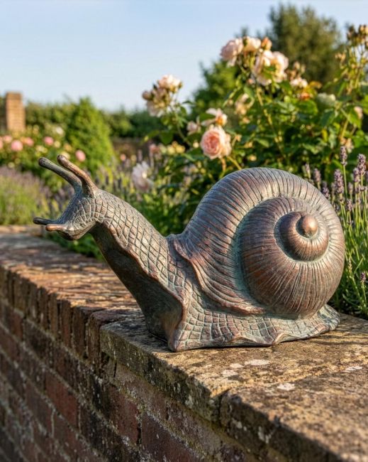 Verdigris Snail Garden Ornament Digital Illustration
