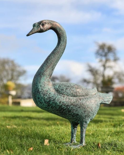 Verdigris Standing Swan Garden Sculpture Verdigris Standing Swan Garden Sculpture