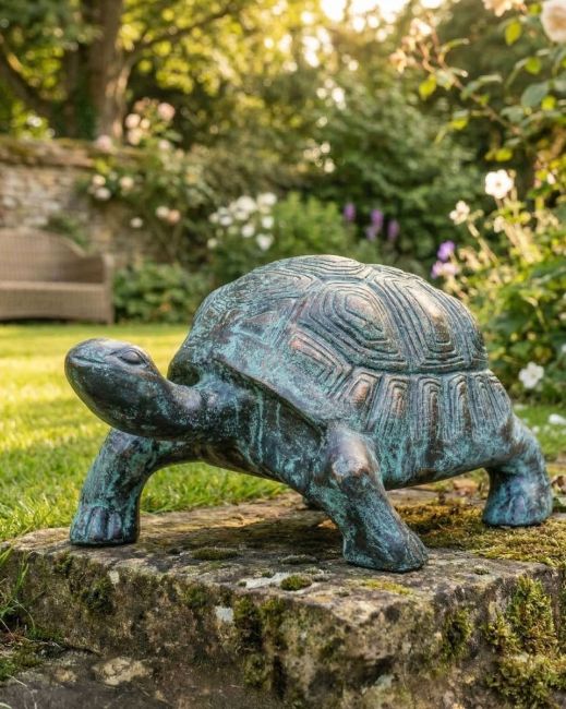 Verdigris Tortoise Garden Sculpture digital illustration Verdigris Tortoise Garden Sculpture digital illustration