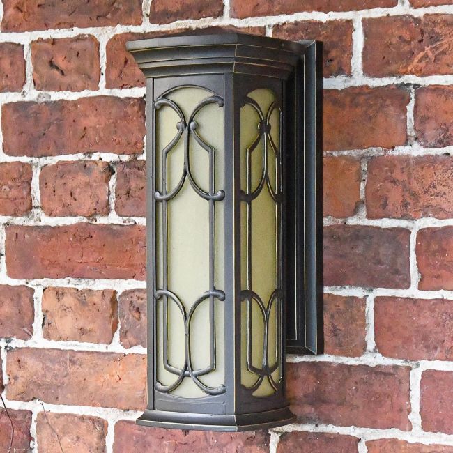 "Verona" Traditional Outdoor Bronze Wall Lantern on a Brick Wall "Verona" Traditional Outdoor Bronze Wall Lantern on a Brick Wall