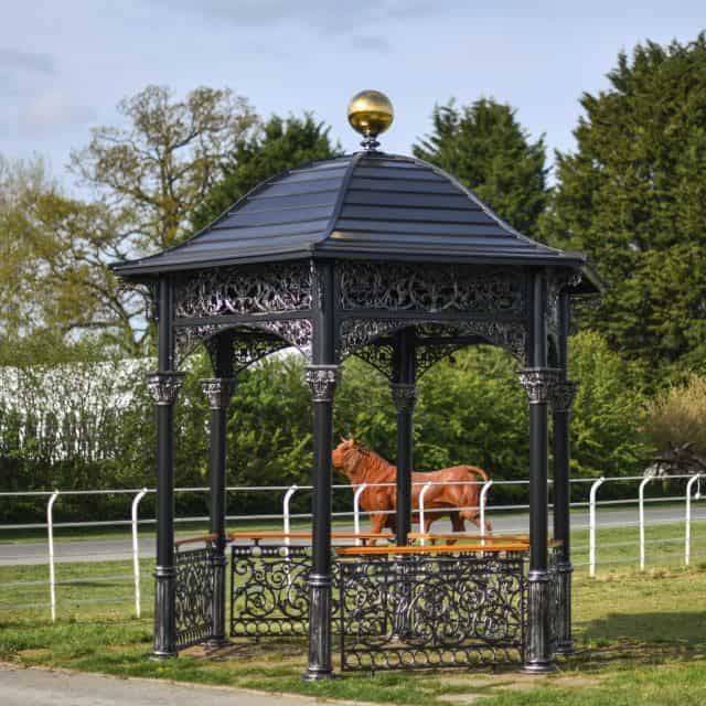 Scale Shot of Solid Steel, Iron & Wood Ornate Garden Gazebo with Roof Scale Shot of Solid Steel, Iron & Wood Ornate Garden Gazebo with Roof