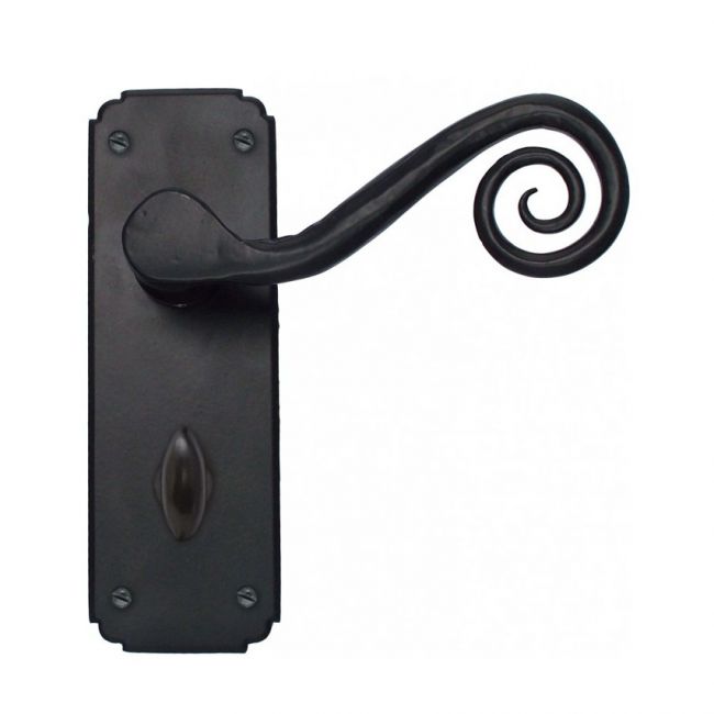 Black Monkey Tail Lever Handle With Bathroom Lock Black Monkey Tail Lever Handle With Bathroom Lock