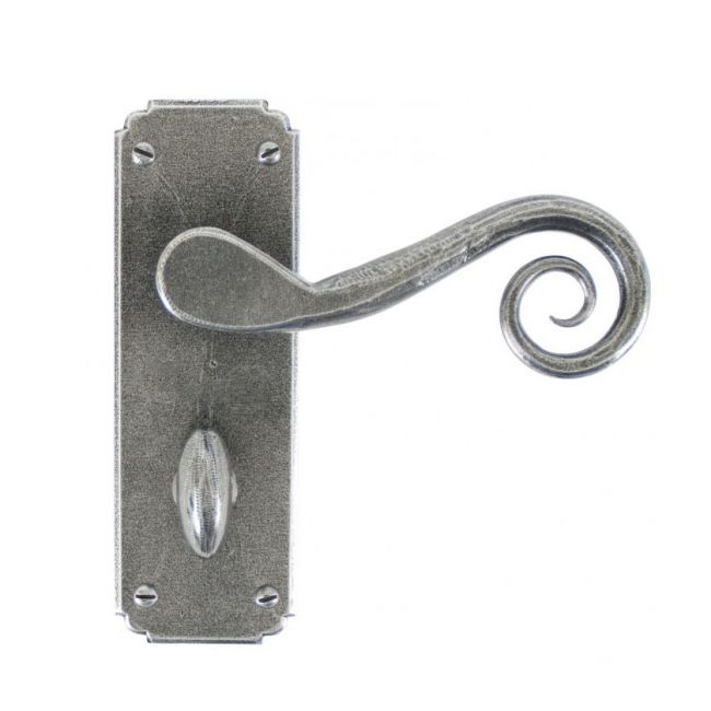 Antique Pewter Lever Handle With Bathroom Lock