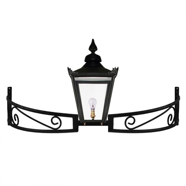 Black Victorian Lantern On a Bow Bracket Black Victorian Lantern On a Bow Bracket