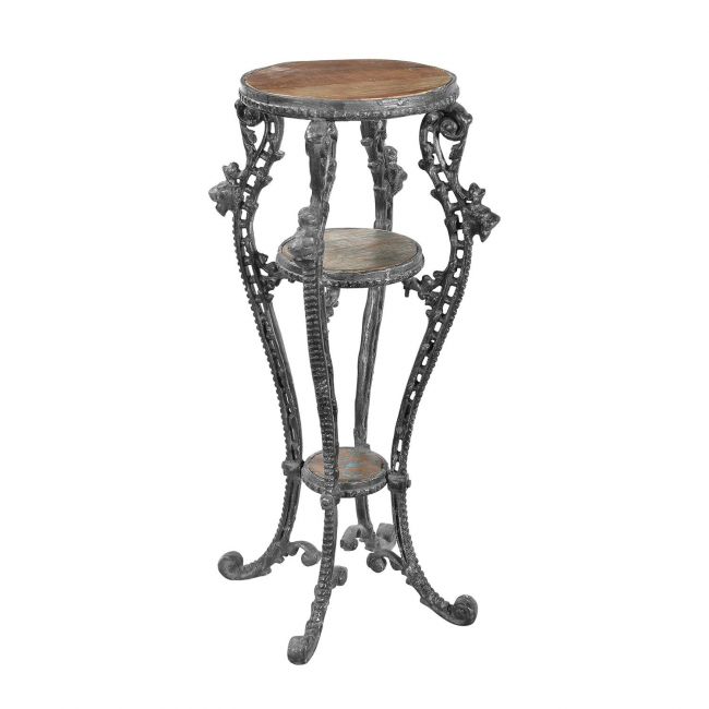 "Millicent" Victorian Aged Black Cast Iron & Wood Side Table Stand - 50cm "Millicent" Victorian Aged Black Cast Iron & Wood Side Table Stand - 50cm