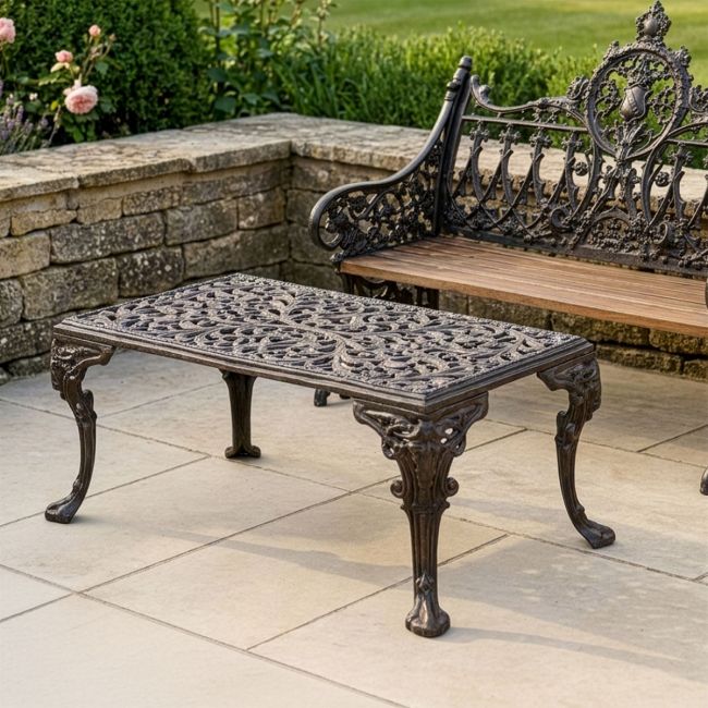 Victorian Cast Iron Garden Coffee Table Finished in Rustic Finish Victorian Cast Iron Garden Coffee Table Finished in Rustic Finish
