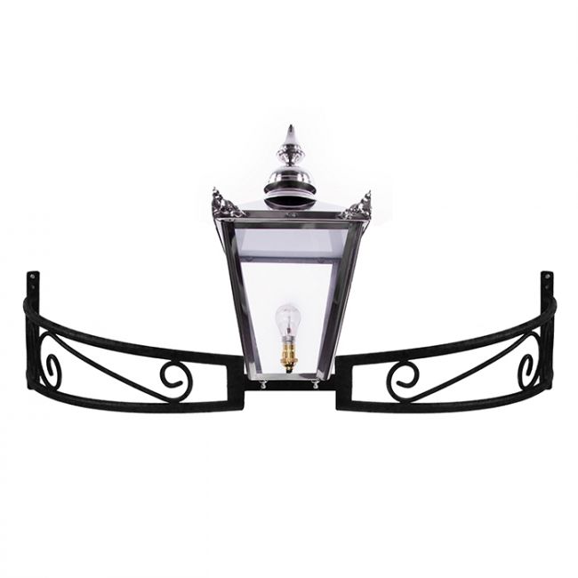 Stainless Steel Victorian Lantern On a Bow Bracket Stainless Steel Victorian Lantern On a Bow Bracket