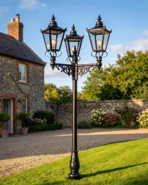 Victorian Triple Headed Lamp Post Set digital illustration