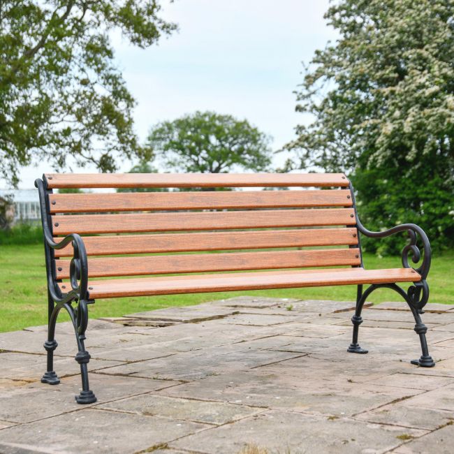"Vine" Ornate Cast Iron Garden Brown Bench in Situ "Vine" Ornate Cast Iron Garden Brown Bench in Situ
