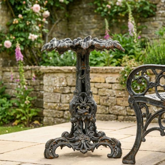 Vintage Gothic Aged Black Cast Iron Side Table Vintage Gothic Aged Black Cast Iron Side Table