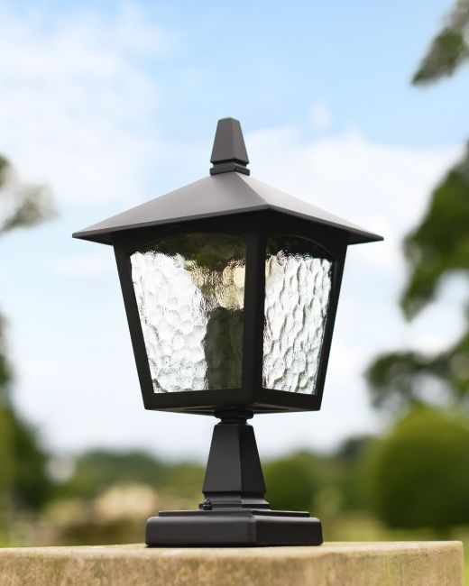 "Goodwick" Vintage Textured Glass Pillar Light in Situ "Goodwick" Vintage Textured Glass Pillar Light in Situ