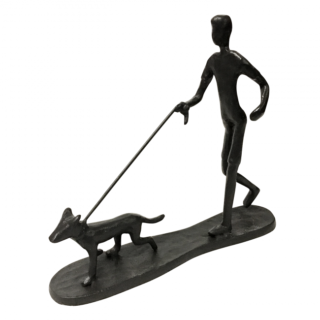 "Walking The Dog" Indoor Ornament in a Black Finish "Walking The Dog" Indoor Ornament in a Black Finish