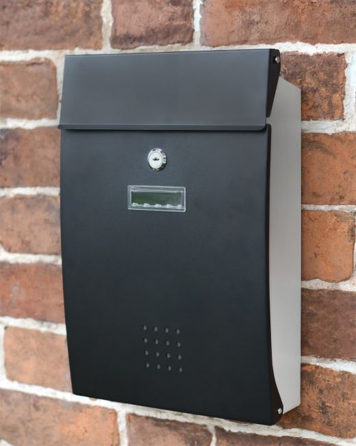 Wall Mounted black Post box In Situ Wall Mounted black Post box In Situ