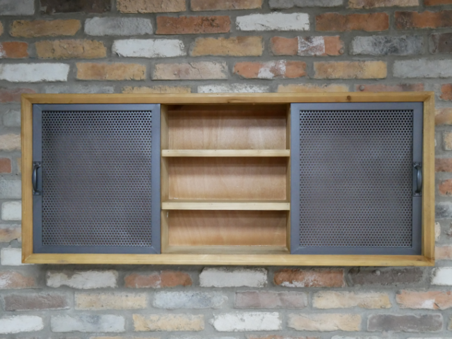 Wall Mounted Wood & Metal Cabinet & Shelf Unit Wall Mounted Wood & Metal Cabinet & Shelf Unit