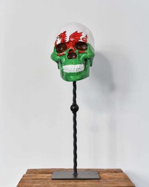 Freestanding Welsh Flag Skull Ornament Freestanding Welsh Flag Skull Ornament
