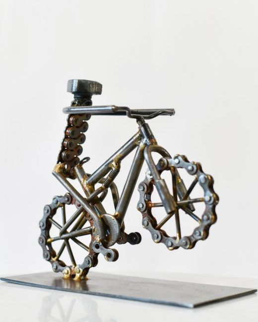 Recycled Metal Wheelie Bike Sculpture Recycled Metal Wheelie Bike Sculpture