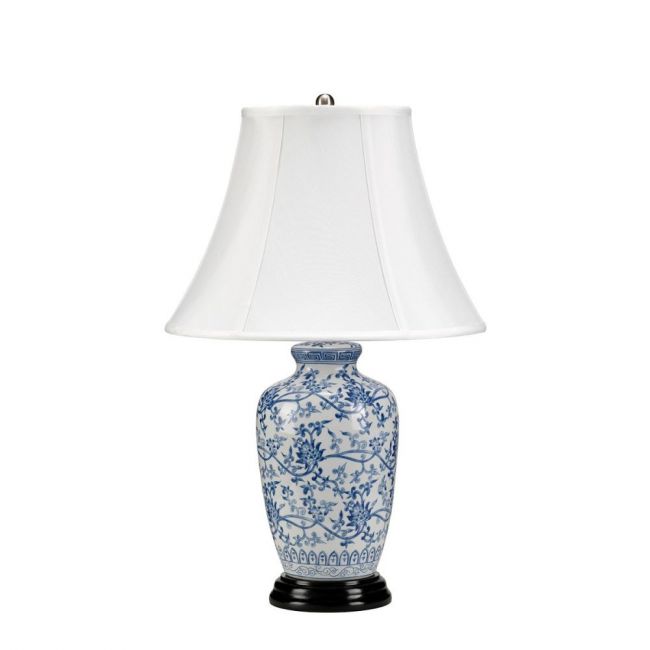 White and Blue Floral Table Lamp White and Blue Floral Table Lamp