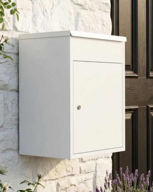 White “Bexley” Wall-Mounted Parcel Box digital illustration