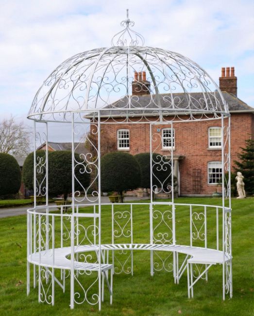"Kensington" Domed Wrought Iron Gazebo - Vintage Cream