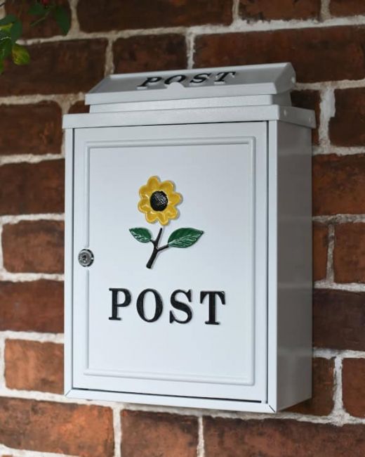 Main Image For White "Oxford" Sunflower Wall Mounted Post Box Main Image For White "Oxford" Sunflower Wall Mounted Post Box