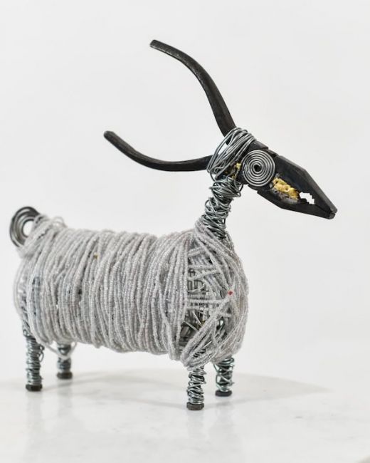 Recycled Metal Beaded Ram Sculpture Recycled Metal Beaded Ram Sculpture