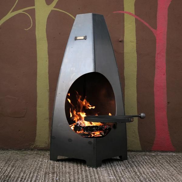 Wide Curved Chimenea With Swing Arm Grill in Situ Wide Curved Chimenea With Swing Arm Grill in Situ