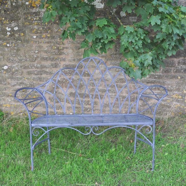 Wide Style Bench Finished in a Pewter Finish Wide Style Bench Finished in a Pewter Finish