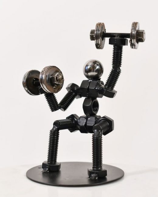 Weightlifting Recycled Metal Sculpture Weightlifting Recycled Metal Sculpture