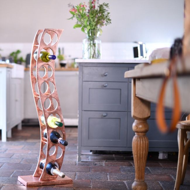 “Serena” Copper Curved Wine and Bottle Holder “Serena” Copper Curved Wine and Bottle Holder