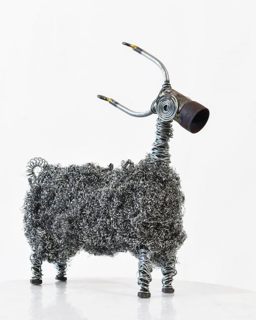 Recycled Metal Wooly Ram Sculpture Recycled Metal Wooly Ram Sculpture