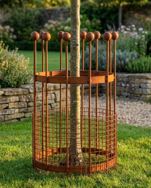 Wrought Iron Traditional "Burghley" Rustic Tree Guard digital illustration