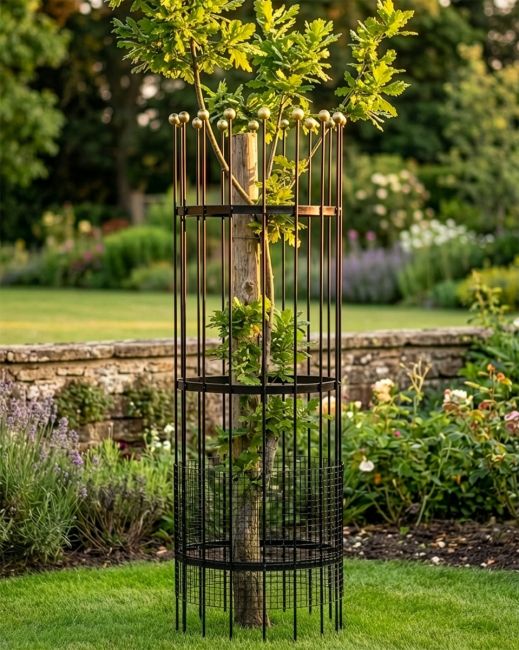 Wrought Iron Traditional "Fernhill" Black Tree Guard - Large digital illustration