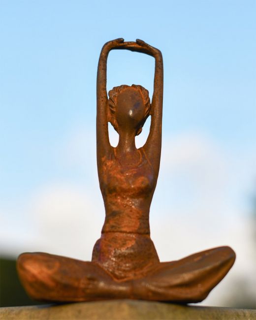 Rustic Cast Iron Yoga Pose Garden Sculpture 
