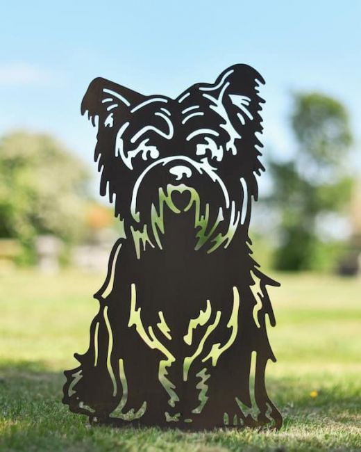 Black Yorkshire Terrier Garden Silhouette Black Yorkshire Terrier Garden Silhouette